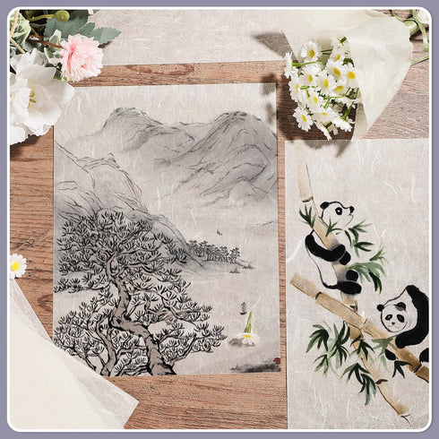 60 Sheets A4 Mulberry Paper Sheets Natural Fiber Rice Paper 8.5 x 11in Decoupage Paper Decorative Paper Tissue Paper for DIY Crafts, Calligraphy, ...