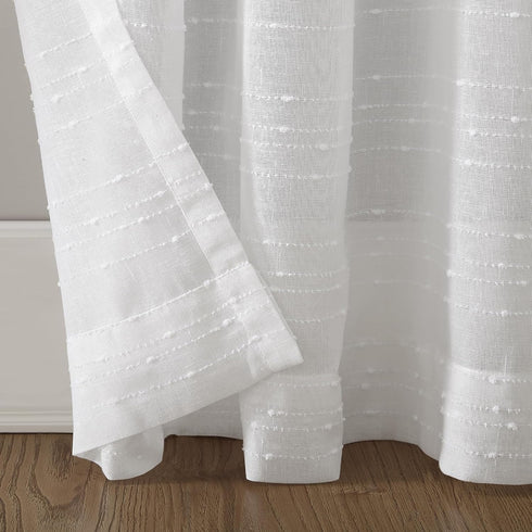 Clean Window Textured Slub Stripe Anti-Dust Allergy/Pet Friendly Sheer Curtain Panel, White, 52" W x 84" L (1 Panel)...