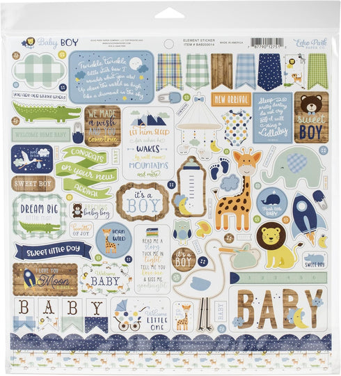 Echo Park Paper Company Baby Boy Collection Kit paper, blue, green, mint, yellow 12-x-12-Inch...