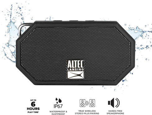 Altec Lansing Mini H2O - Waterproof Bluetooth Speaker, IP67 Certified & Floats in Water, Compact & Portable Speaker for Hiking, Camping, Pool, and...