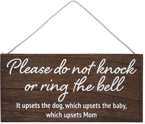 Baby sleeping sign for front door - Please do not knock or ring the bell, it upsets the dog, which upsets the baby, which upsets mom - No soliciti...