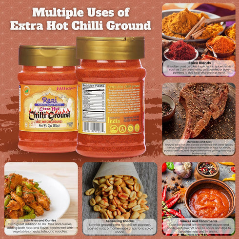 Rani Extra Hot Chilli Powder Indian Spice 3oz (85g) PET Jar ~ All Natural | Salt-Free | Vegan | No Colors | Gluten Friendly | NON-GMO | Kosher | I...