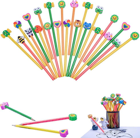 Cute Fun Pencils for Kids, 23 PCS My First Pencil #2 With Animal Cap Erasers for Beginners Ages 4-8-10-12...