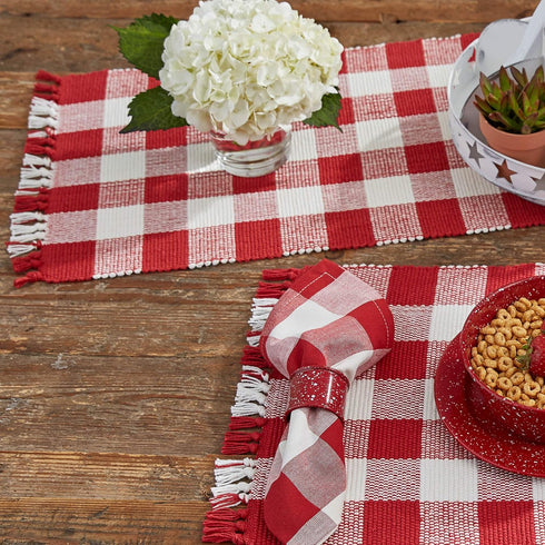 Park Designs Buffalo Check Table Runner - 54" L - Garnet...