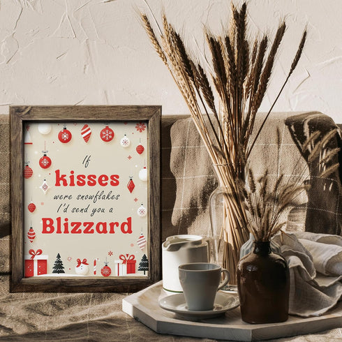Posterizer 1 pcs-If kisses were snowflakes i'd send you a blizzard-Romantic Art-Holiday Poster Collection-Gifts for Women-Living Room Bedroom Deco...