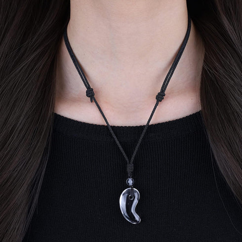 Natural Crystals Clear Quartz Chakra Stones Magatama Pendant Necklace...