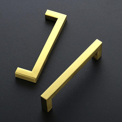 Ravinte 5 Pack 5 Inch Kitchen Square Cabinet Handles Cabinet Pulls Brushed Brass Drawer Pulls Kitchen Cabinet Hardware Kitchen Handles for Cabinet...