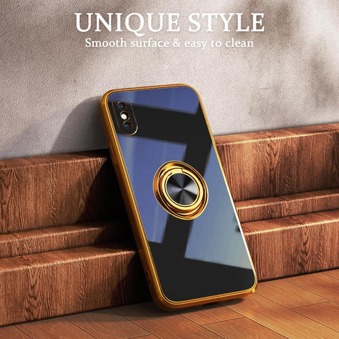 IDweel for iPhone Xs Max Case with 360°Ring Holder Stand Magnetic Kickstand,Lightweight Slim Fit Plated Rose Gold Edge Soft TPU Bumper Camera Prot...