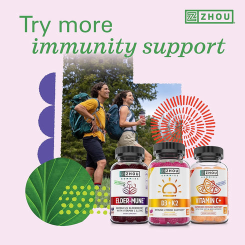 Zhou Nutrition Vitamin D3 K2, Bone and Heart Health Formula 5000 IU Vitamin D3 & 90 mcg Vitamin K2, Max Strength 2 in 1 Immune Support and Calcium...