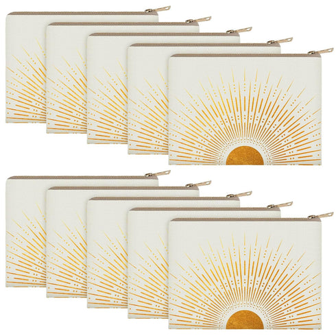 10 Pcs Sunshine Ray Makeup Bag Boho Cosmetic Bag Makeup Pouch Zipper Make up Bag for Your Purse Small Cosmetic Pouch Travel Accessory Pouch Cute Z...