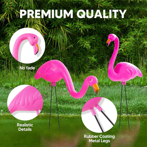 JOYIN Set of 2 Small Pink Flamingo Yard Ornament Stakes Mini Lawn Plastic Flamingo Statue with Metal Legs for Sidewalks, Outdoor Garden Decoration...