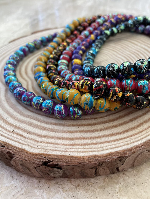Linpeng 8mm Glass Beads Round Bulk for Bracelet, DIY Jewelry Supplies, Gift for Beader, 300 Beads Multi-Colors, Small...
