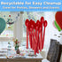 Extra Long, Sturdy Red 8in Premium Sundae Spoons 50ct. Heavy Duty Disposable Plastic Utensils for Ice Cream, Milkshakes, Tea and Floats. Best Stir...