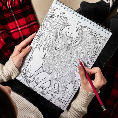 TPLHOUSE Mythical Creatures Coloring Book Spiral Bound for Adults, Premium Cover, Bring Mythical Creatures to Life with 30 Vibrant Coloring Pages ...