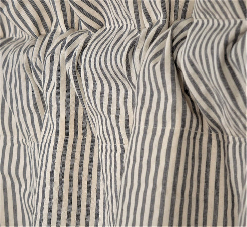 VHC Brands Hatteras Seersucker Ticking Striped Cotton Americana Kitchen Curtains Rod Pocket Hanging Loops 16x72 Valance, Denim Blue...