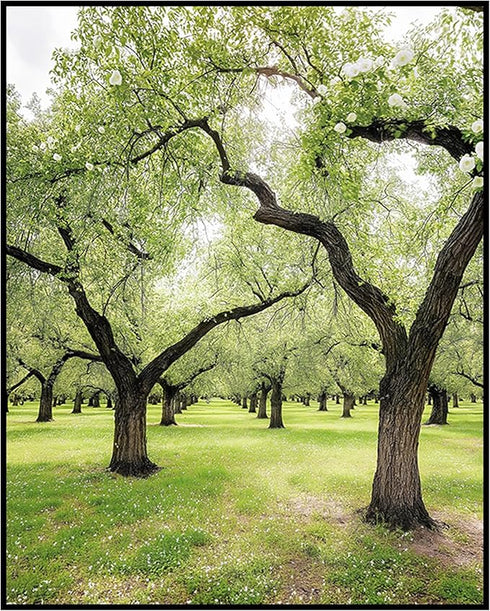 Posterizer 1 pcs-orchard tree scene-lush nature art-soft serene poster 4-Collectibles & Fine Art-Landscape & Nature Art-Gift for Art Lovers- unfra...