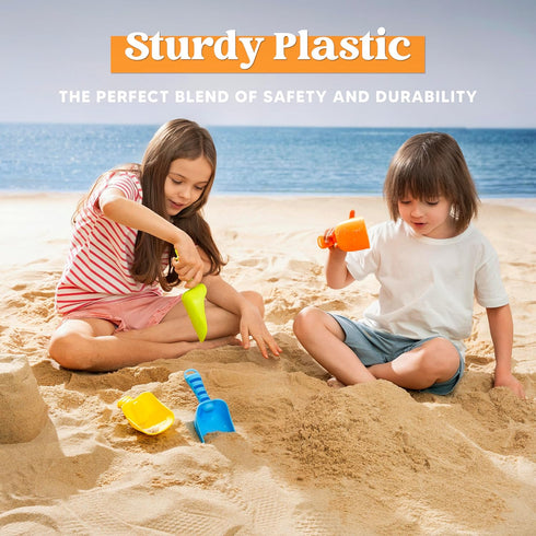Sloosh Beach Sand Shovels for Kids - 4 Packs Shovels Colorful Scoops Travel Sand Toys for Toddlers Kids Outdoor Digging Play, Heavy Duty Plastic G...