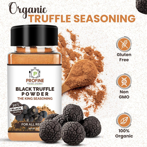 Profine Food Tuber Black Truffle Powder - Organic Truffle Seasoning with 20% Black Truffles Ingredient - Net 75g Pet Container - Truffle Gourmet F...