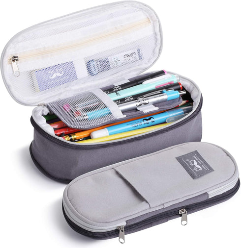 Mr. Pen- Pencil Case, Pencil Pouch, Grey, Pen Bag, Large Pencil Bag, School Supplies, Cute Pencil Bag for Kids, Fabric...