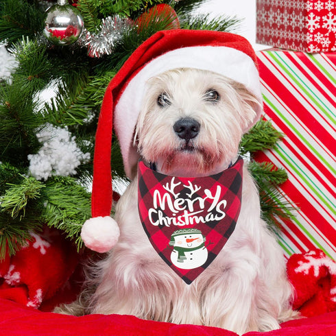 ADOGGYGO 2 Pack Dog Bandana Christmas Classic Buffalo Plaid Dog Scarf Pet Triangle Bibs Christmas Costume Accessories for Small Medium Large Dogs ...