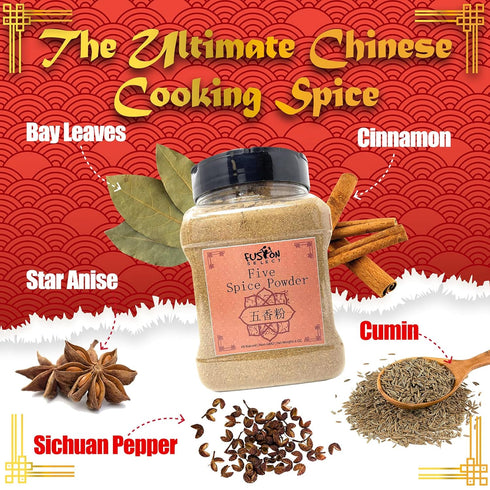 Fusion Select Natural Grounded Authentic Chinese Five Spice Powder, Traditional 5 Spice Powder, No Coloring, Preservative, MSG, Fits All Seasoning...