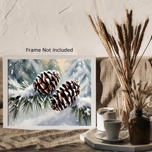 Posterizer 1 pcs-pinecones in snowey winter nature 2-Landscape & Nature Art-GIft for Men Women Teens-Living Room Bedroom Decor- unframed wall art...