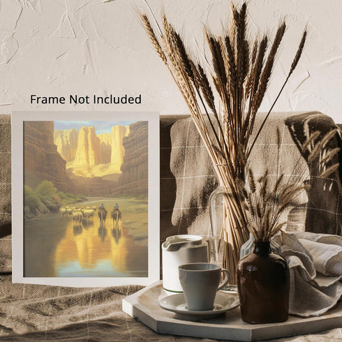 Posterizer 1 pcs-classic cattle drive scene in the American West 2-Western Art-Men's Art Collection-Living Room Bedroom Decor- unframed wall art...