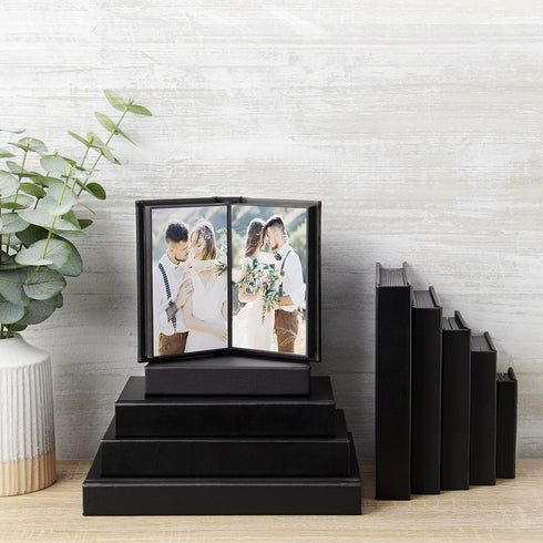 Neil Enterprises Inc. 2.5" x 3.5" Black Leather Self-Stick Photo Album - Holds 10 Photos...