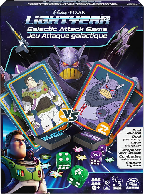Disney Pixar Lightyear, Galactic Attack Card Dice Game Buzz Lightyear Emperor Zurg Toy Story Action Movie Board Game Toy, for Kids Ages 6 and up...