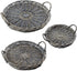 AuldHome Design Rustic Willow Basket Trays, Set of 3 (Round, Gray Washed); Natural Wicker Decorative Farmhouse Trays...
