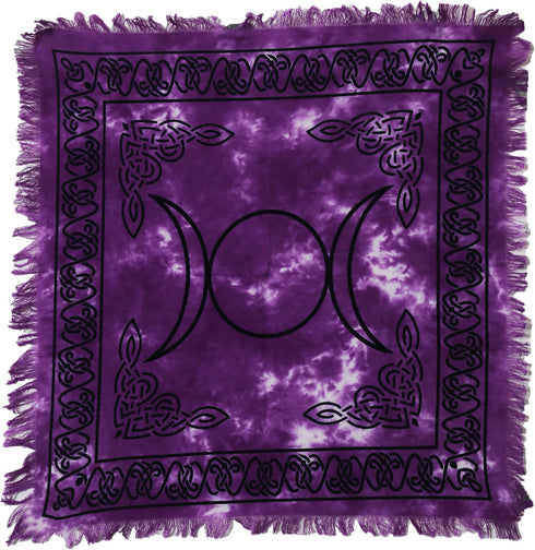Indian Consigners Altar Cloth Purple Triple Moon Square 18" in Alter Tarot Spread...