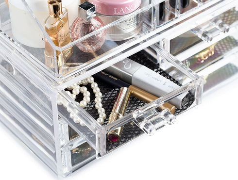 Masirs Clear Cosmetic Storage Organizer, Easily Sort Make-up, Jewelry & Hair Accessories, Looks Elegant on Your Vanity, Bathroom Counter or Dresse...