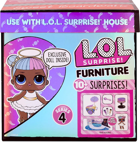 L.O.L. Surprise! LOL Surprise Furniture Sweet Boardwalk with Sugar Doll and 10+ Surprises, Doll Candy Cart Furniture Set, Accessories...