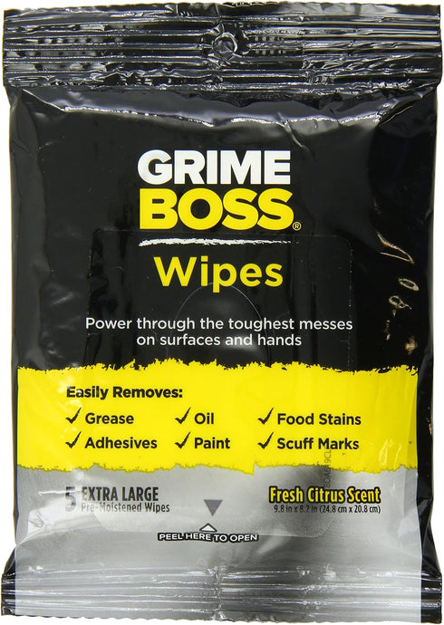 Grime Boss Wipes, 120Count (24 Pack of 5 Wipes Each), Red-4383, Size-4383...