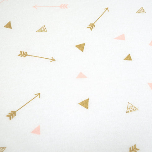 TL Care Printed 100% Natural Cotton Jersey Knit Fitted Contoured Changing Table Pad Cover, Sparkle Gold/Pink Arrows, Soft Breathable, for Girls...