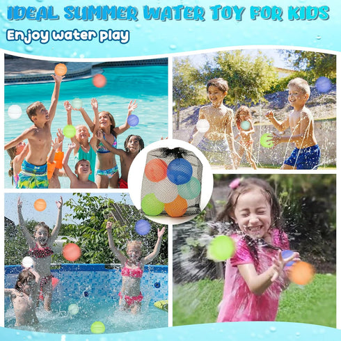 Reusable Water Balloons,Pool Beach Water Toys for Boys and Girls,Soft Silicone Water Splash Ball,Water Balloons Toys for Kids Outdoor Games,Summer...