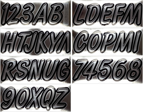 Hardline Products Series 400 Factory Matched 3-Inch Boat & PWC Registration Number Kit, Chrome/Black - CHBKG400...