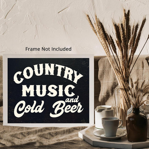 Posterizer 1 pcs-Country Music and Cold beer-Men's Art Collection-Gift for Music Fans- Art for Cafe, Restaurant, Coffee Bar - unframed wall art...