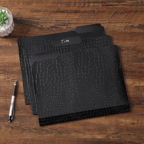 Mr. Pen- File Folders, 9.4" x 11.7", 3 Pack, Black Leather Design, Letter Size File Folders, Office File Folder, Filing Folders, Files Folder, Fil...