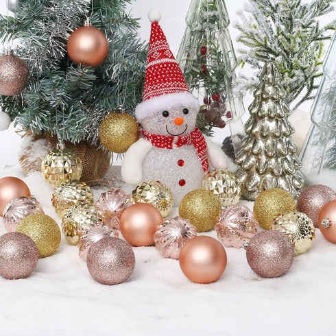 45Pcs 6cm/2.36inch Christmas Balls Glitter Ornaments Set, Shatterproof Plastic Xmas Tree Hanging Ornament, Christmas Decorations Balls for Holiday...