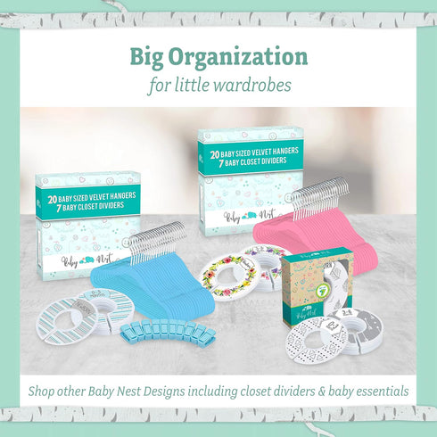 Baby Nest Designs Closet Dividers for Baby Clothes - 7X Baby Clothing Size Age Dividers from Newborn Infant to 24 Months - Grey Animals Baby Cloth...