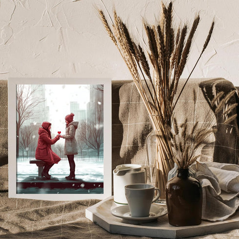 Posterizer 1 pcs-couple's exchanging love on snowy Valentine's day -4-Romantic Art-Holiday Poster Collection-Gift for Couples boyfriend girlfriend...