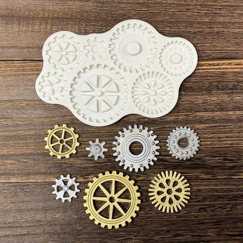 3 Pieces Steampunk Style,Gear,Clock Wheel,Cogs, Collection,Fondant,Sugar Craft,Cake Decorating,Molds, Epoxy Resin Silicone,Baking DIY,Cookie,Craft...