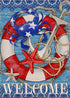 Welcome Summer Nautical Crab Decorative Small Garden Flag, Coastal Beach Anchor Lifebuoy Home Outside House Yard Decoration, Starfish Sea Ocean Fa...