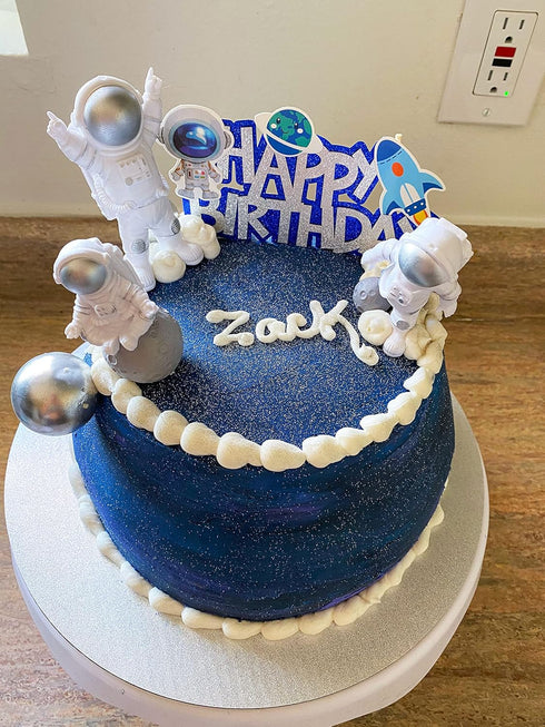 JeVenis Space Birthday Cake Topper - Cupcake & Rocket Decoration - Astronaut Cake Decoration...