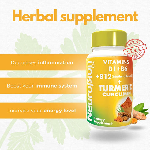 Neurobion Turmeric Curcumin 650 mg Herbal Supplement for Antioxidant Support, High Absorption Ultra Potent Turmeric Supplement Multivitamins Compl...