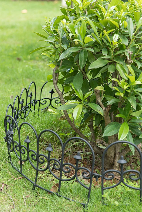 Gardenised QI003741.LB Decorative Black Vinyl Garden Patio Lawn Fence Landscape Panel Border, 24 x 13...