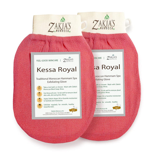 Original Kessa Exfoliating Glove -Value Pack (2pcs) -Pink -Microdermabrasion At Home Exfoliating Mitts, Removes unwanted dead skin, dirt and grime...