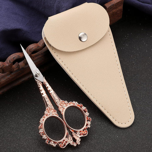 Sewing Scissors Embroidery Scissors, 4.5in Rose Gold Crochet Scissor with Sheath for Craft Cross Stitch Needlework Artwork Thread Yarn Cutting...
