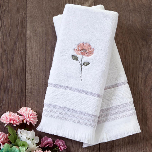 SKL HOME by Saturday Knight Ltd. - U1108010830203 Misty Floral 2-Piece Hand Towel Set, White...